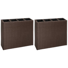 Plantenbak Verhoogd Met 4 Potten 2 St Poly Rattan 8 Bruin