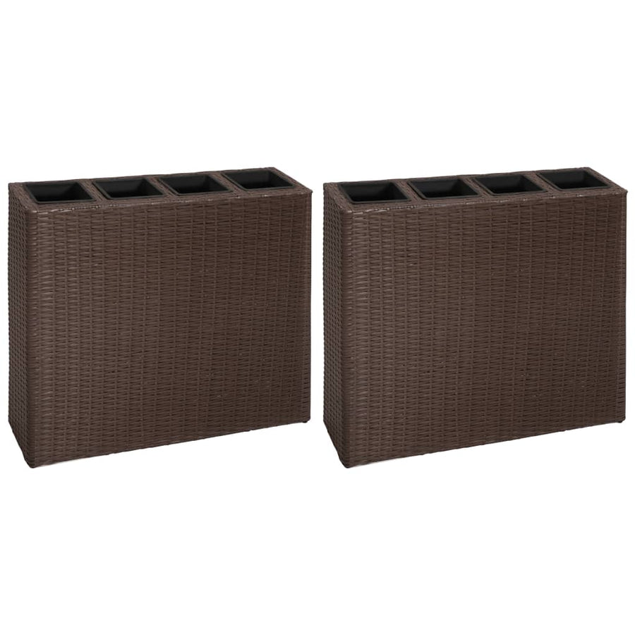 Plantenbak Verhoogd Met 4 Potten 2 St Poly Rattan 8 Bruin