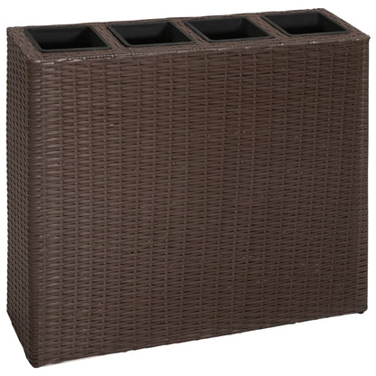 Plantenbak Verhoogd Met 4 Potten 2 St Poly Rattan 8 Bruin