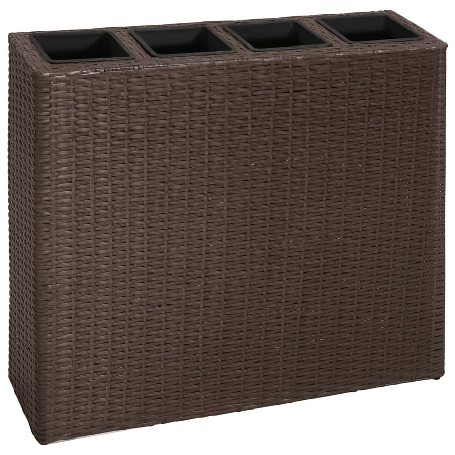 Plantenbak Verhoogd Met 4 Potten 2 St Poly Rattan 8 Bruin