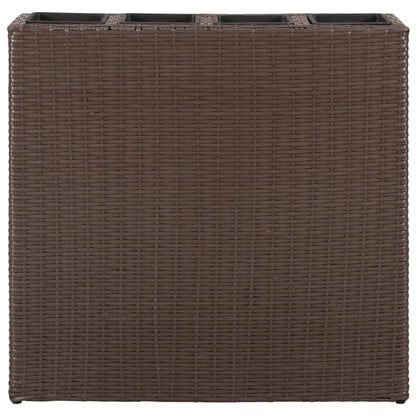 Plantenbak Verhoogd Met 4 Potten 2 St Poly Rattan 8 Bruin