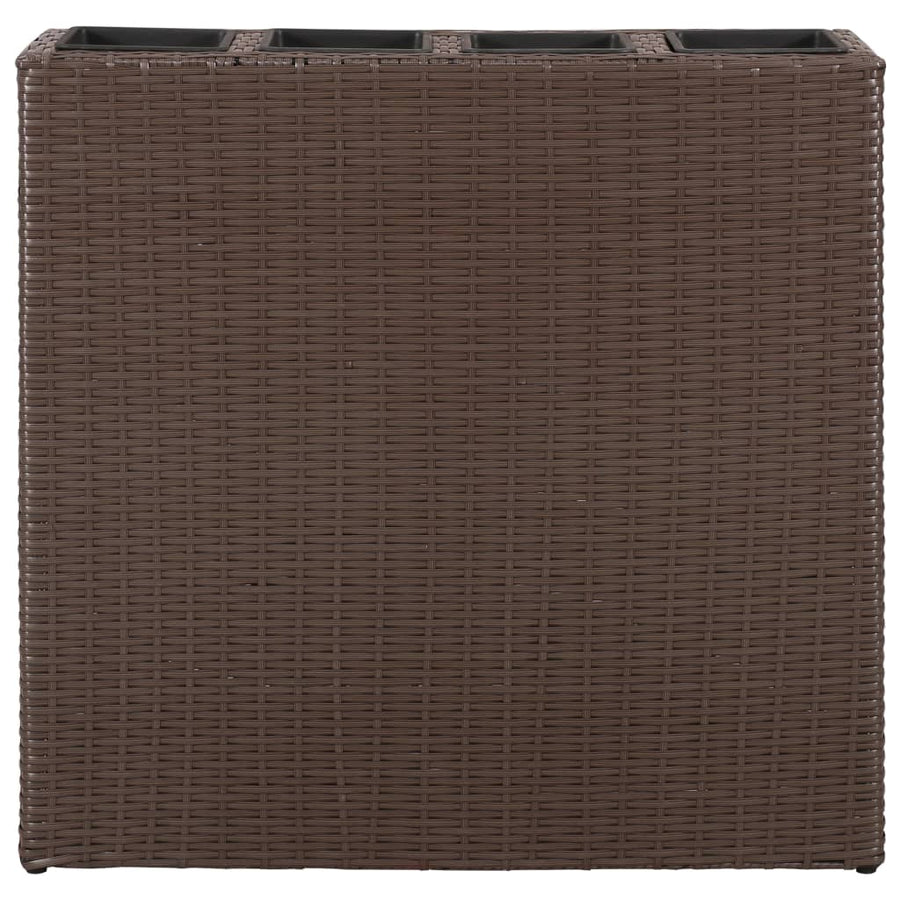 Plantenbak Verhoogd Met 4 Potten 2 St Poly Rattan 8 Bruin