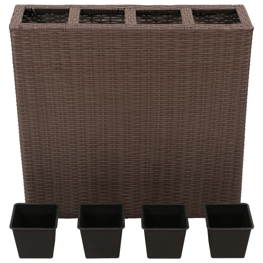 Plantenbak Verhoogd Met 4 Potten 2 St Poly Rattan 8 Bruin