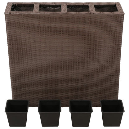 Plantenbak Verhoogd Met 4 Potten 2 St Poly Rattan 8 Bruin