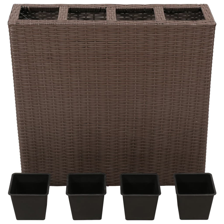 Plantenbak Verhoogd Met 4 Potten 2 St Poly Rattan 8 Bruin