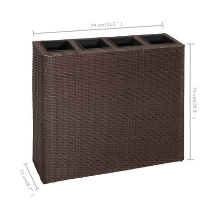 Plantenbak Verhoogd Met 4 Potten 2 St Poly Rattan 8 Bruin