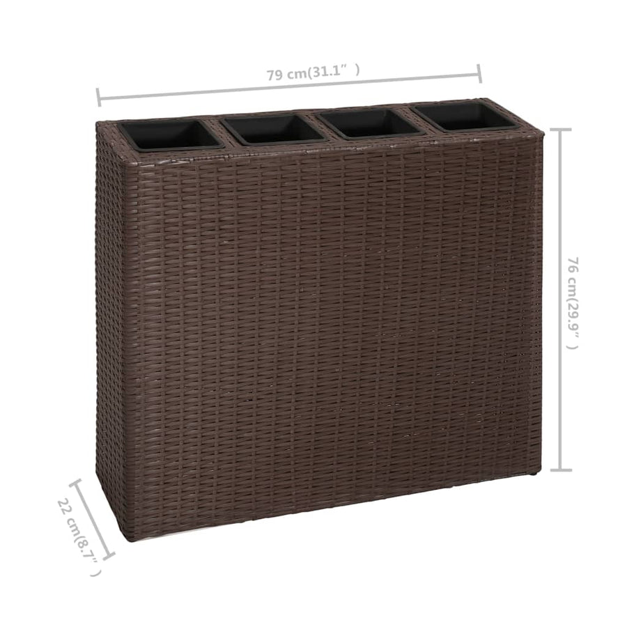 Plantenbak Verhoogd Met 4 Potten 2 St Poly Rattan 8 Bruin
