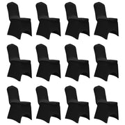 Stoelhoezen stretch 12 stuks zwart