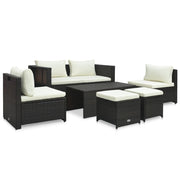 Loungeset 6-delig poly rattan bruin