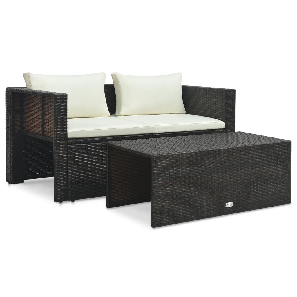 6-Delige Loungeset Met Kussens Poly Rattan Bruin