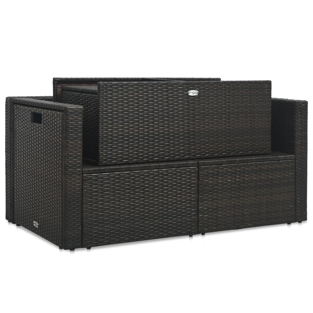 6-Delige Loungeset Met Kussens Poly Rattan Bruin