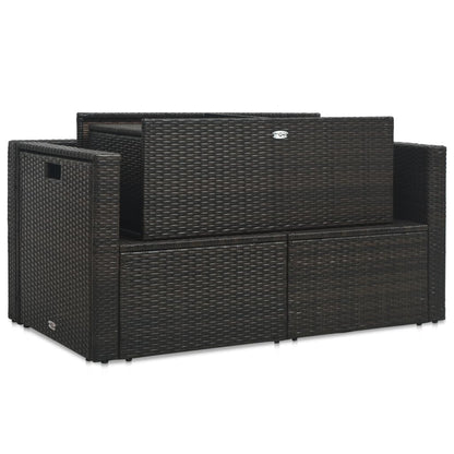 6-Delige Loungeset Met Kussens Poly Rattan Bruin