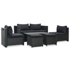 6-piece Lounge Set with cushions poly rattan black