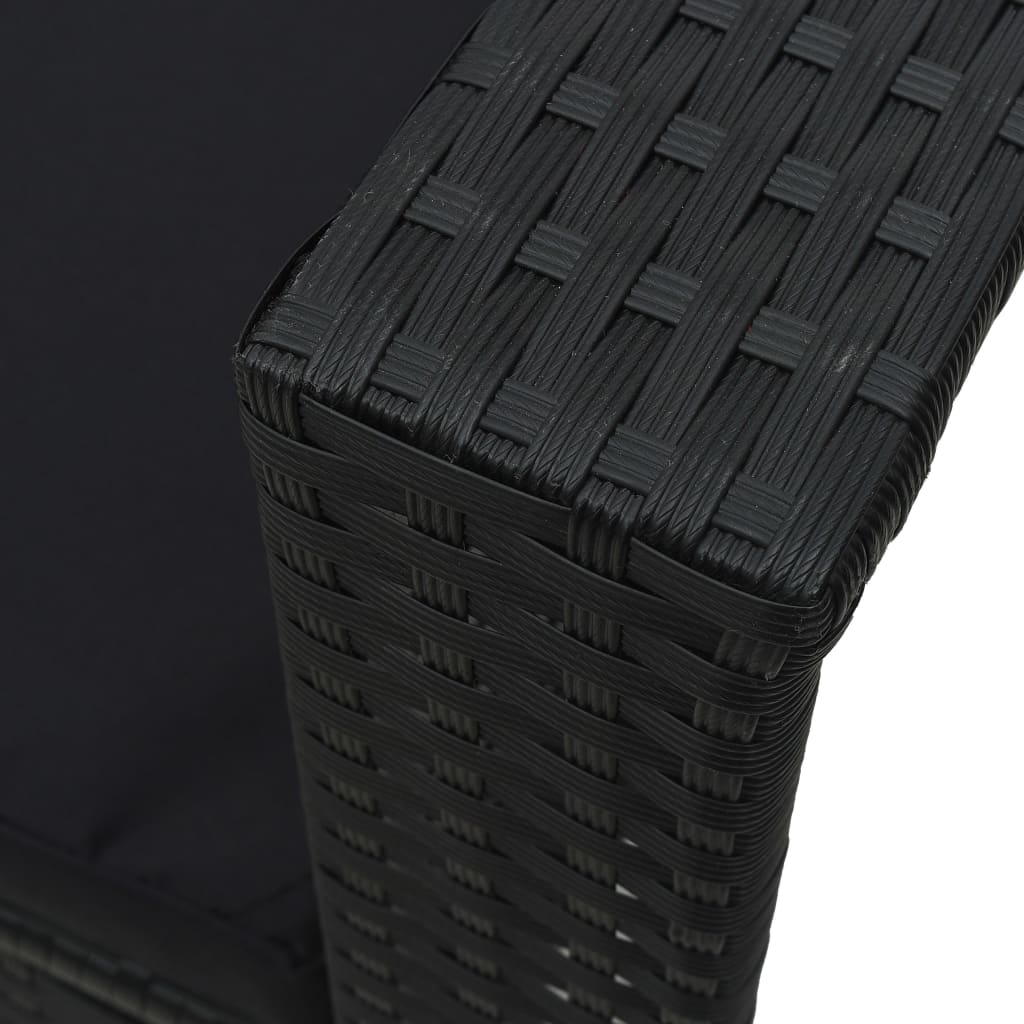 -Delige Loungeset Met Kussens Poly Rattan Zwart