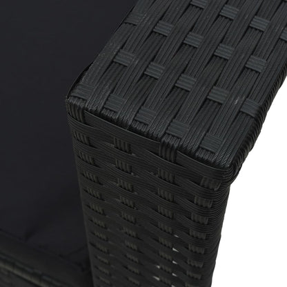 -Delige Loungeset Met Kussens Poly Rattan Zwart