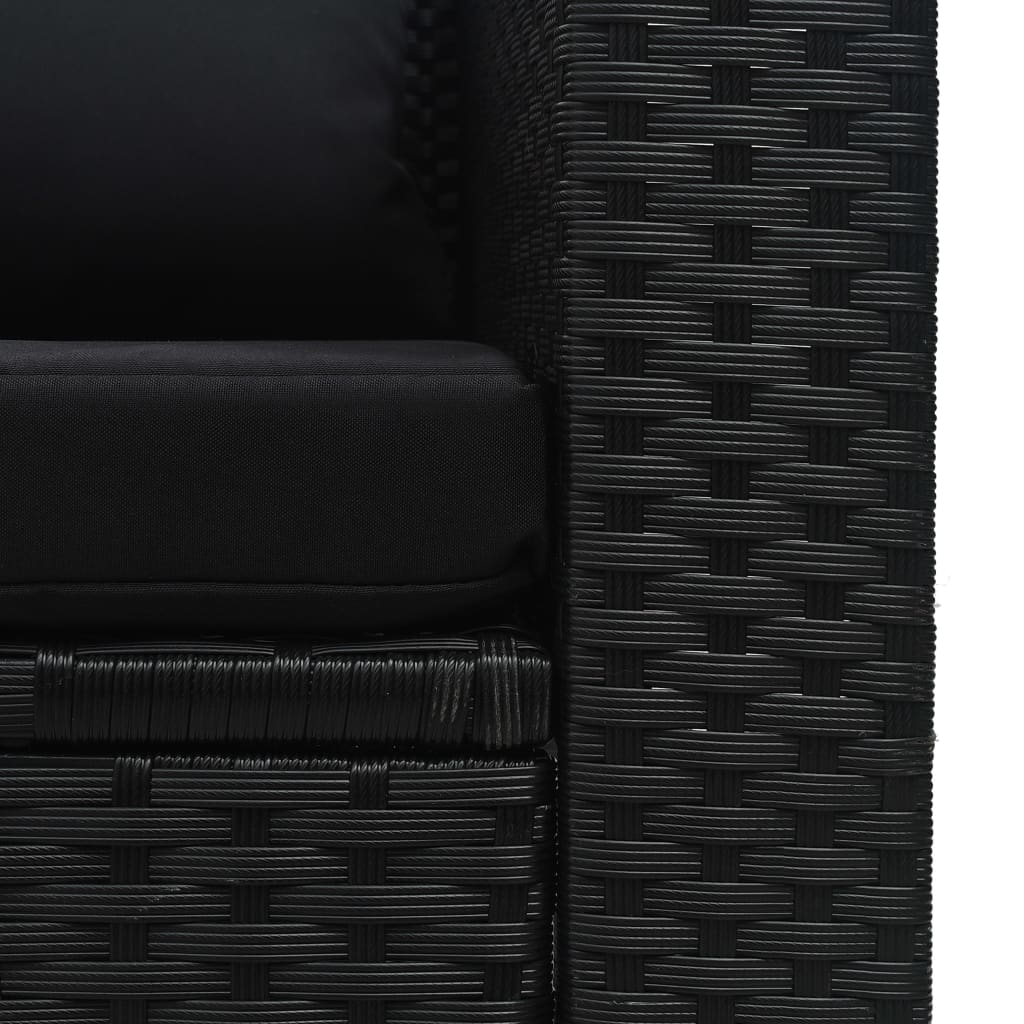 -Delige Loungeset Met Kussens Poly Rattan Zwart
