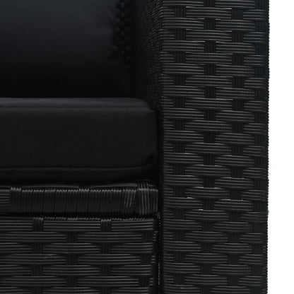 -Delige Loungeset Met Kussens Poly Rattan Zwart