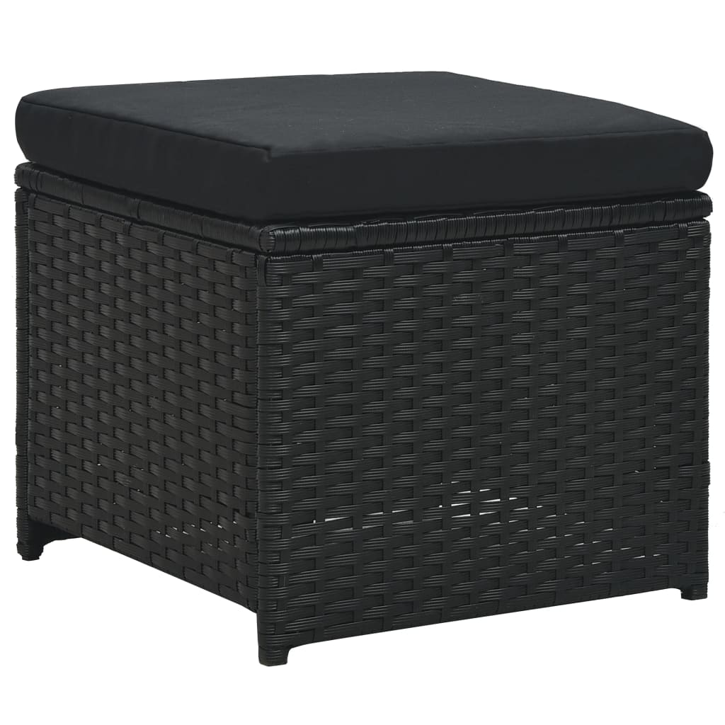 -Delige Loungeset Met Kussens Poly Rattan Zwart