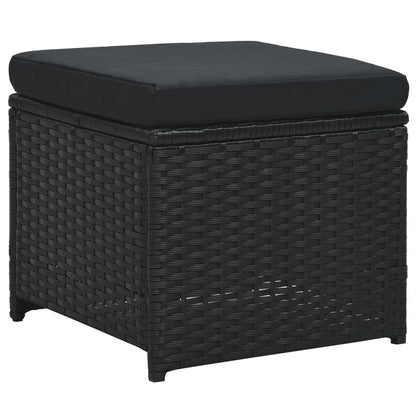 -Delige Loungeset Met Kussens Poly Rattan Zwart