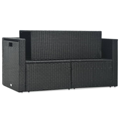 -Delige Loungeset Met Kussens Poly Rattan Zwart