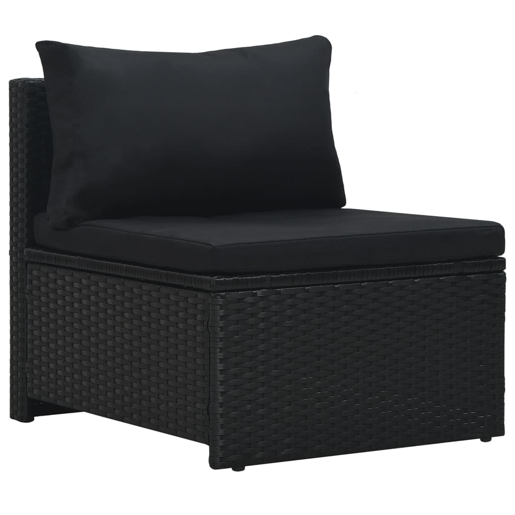 -Delige Loungeset Met Kussens Poly Rattan Zwart