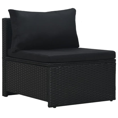 -Delige Loungeset Met Kussens Poly Rattan Zwart