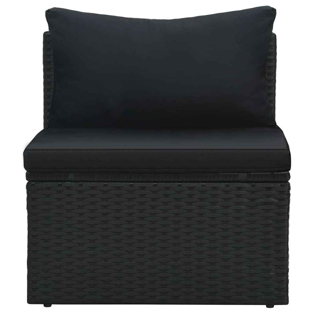 -Delige Loungeset Met Kussens Poly Rattan Zwart