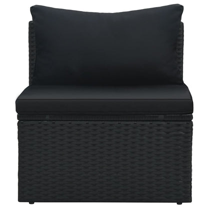 -Delige Loungeset Met Kussens Poly Rattan Zwart