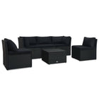 4-Delige Loungeset Met Kussens Poly Rattan Zwart