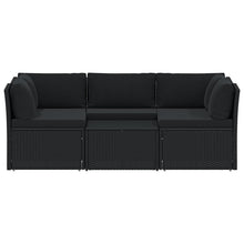 4-Delige Loungeset Met Kussens Poly Rattan Zwart