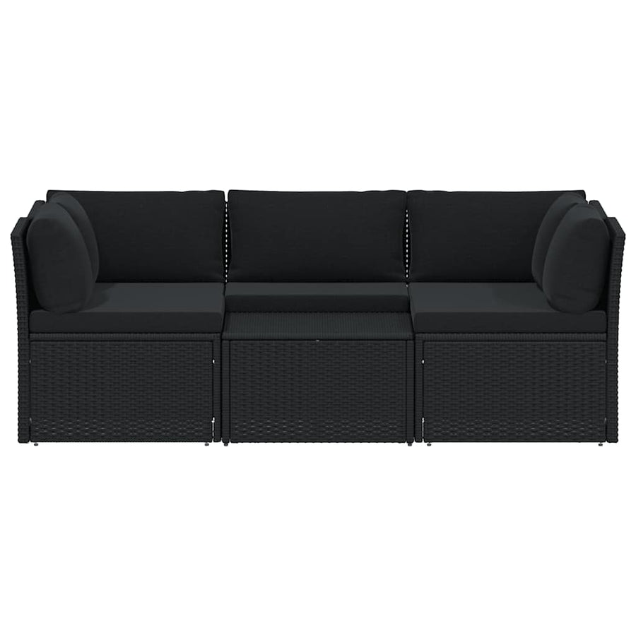 4-Delige Loungeset Met Kussens Poly Rattan Zwart