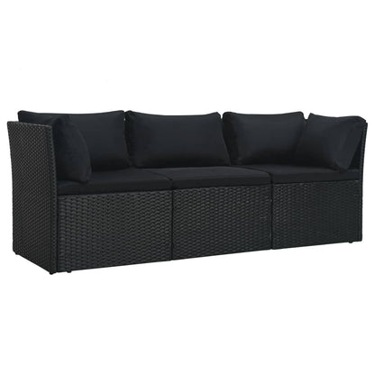 4-Delige Loungeset Met Kussens Poly Rattan Zwart