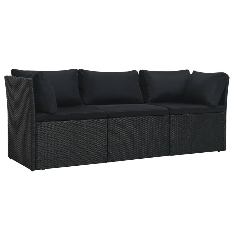4-Delige Loungeset Met Kussens Poly Rattan Zwart