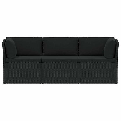 4-Delige Loungeset Met Kussens Poly Rattan Zwart