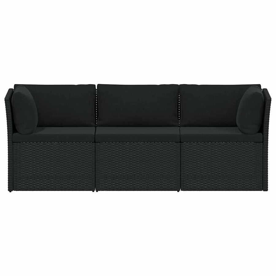 4-Delige Loungeset Met Kussens Poly Rattan Zwart