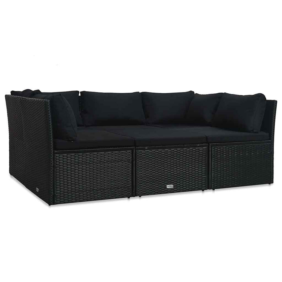 4-Delige Loungeset Met Kussens Poly Rattan Zwart