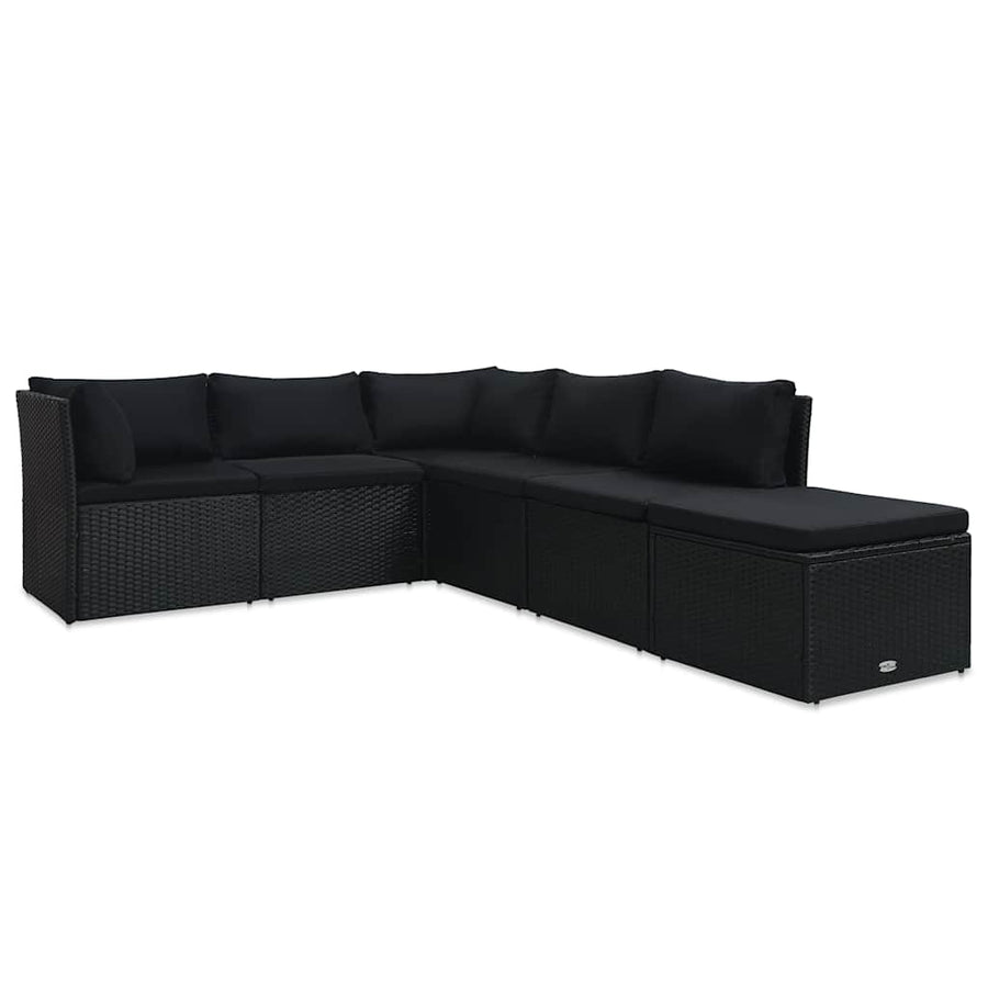 4-Delige Loungeset Met Kussens Poly Rattan Zwart