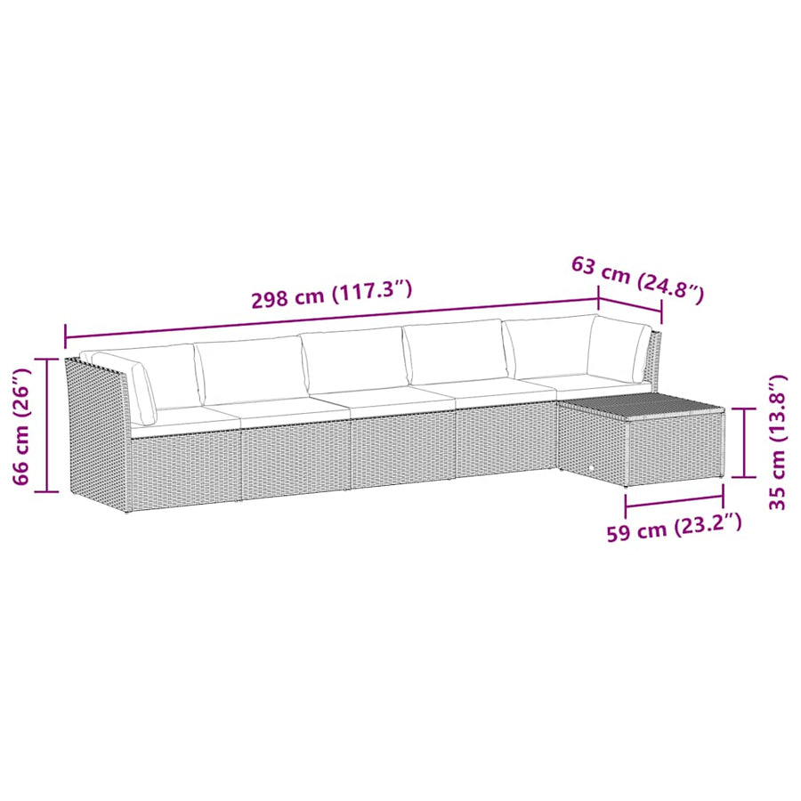 4-Delige Loungeset Met Kussens Poly Rattan Zwart