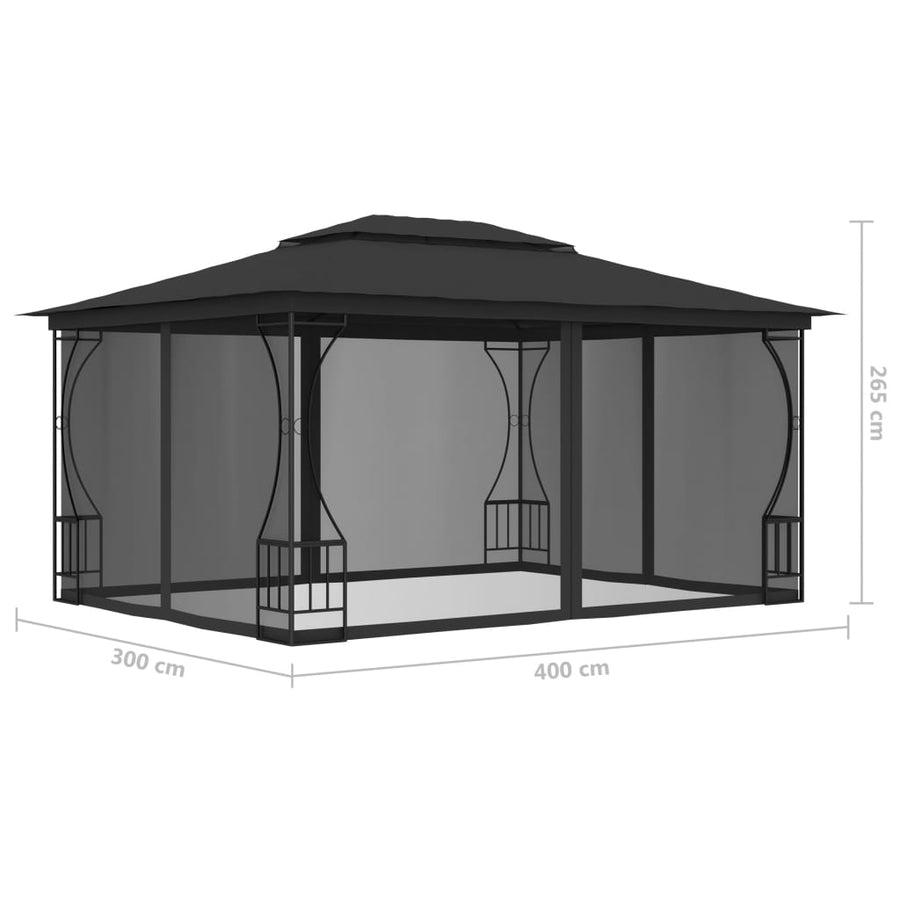 Prieel Met Netten Kleurig 300 x 400 x 265 cm Antraciet