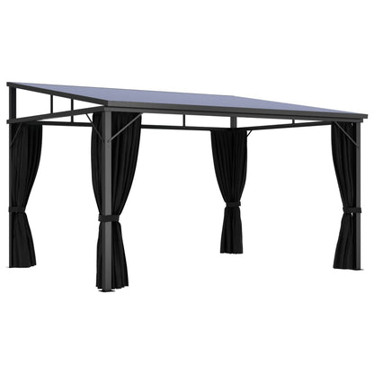 Prieel Met Gordijn 405X294X244 Cm Antraciet