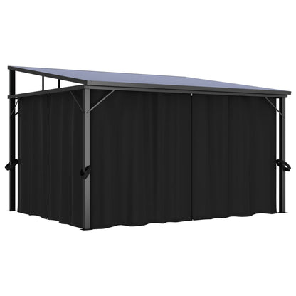 Prieel Met Gordijn 405X294X244 Cm Antraciet