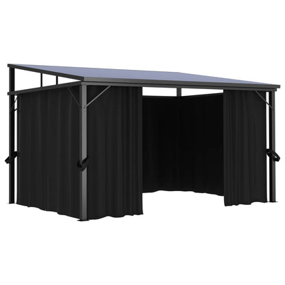 Prieel Met Gordijn 405X294X244 Cm Antraciet
