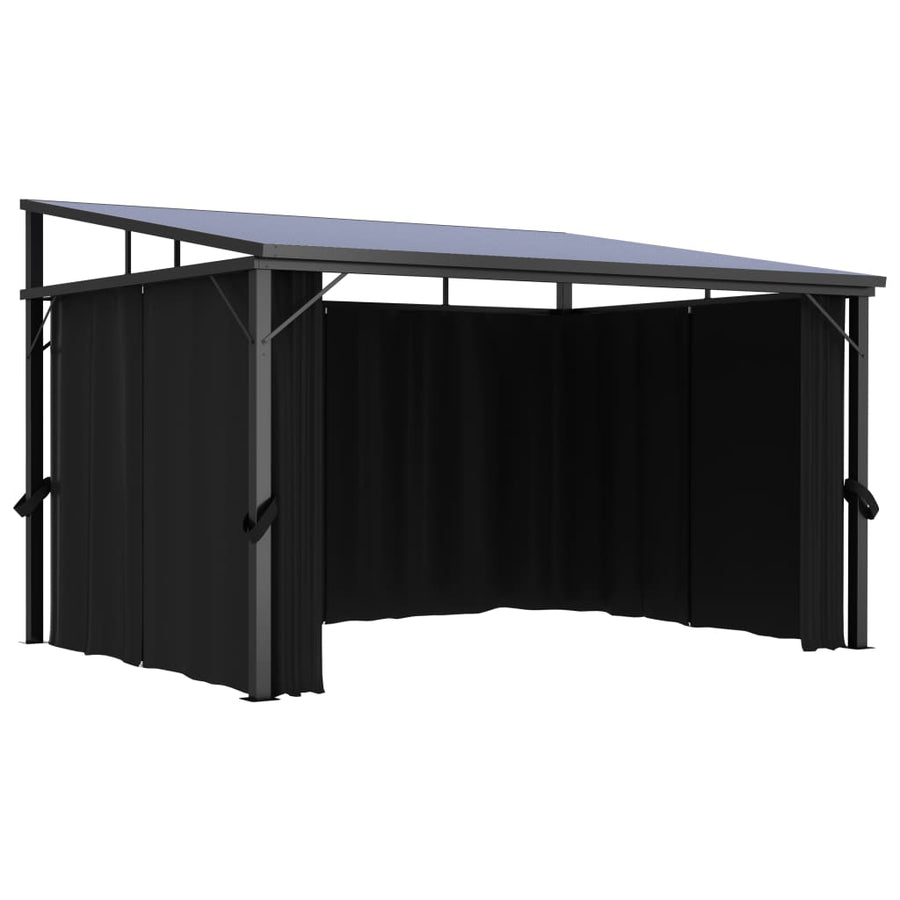 Prieel Met Gordijn 405X294X244 Cm Antraciet