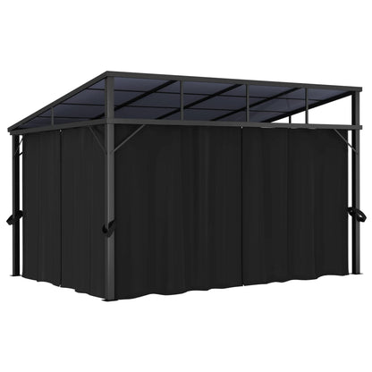 Prieel Met Gordijn 405X294X244 Cm Antraciet
