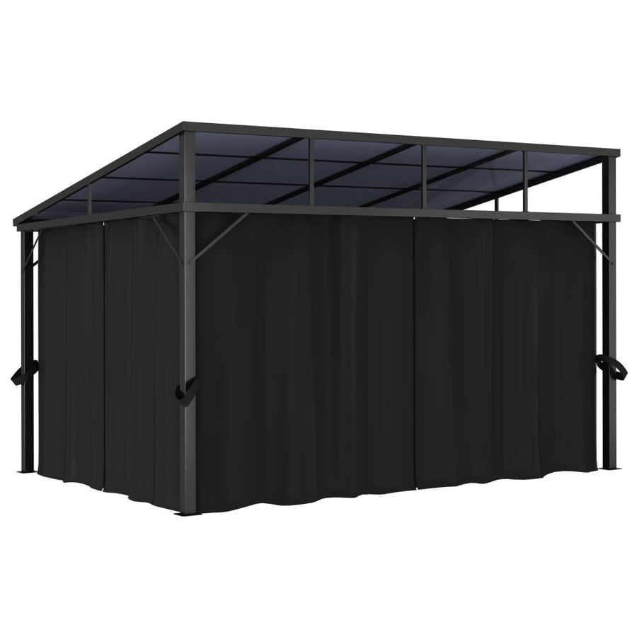 Prieel Met Gordijn 405X294X244 Cm Antraciet