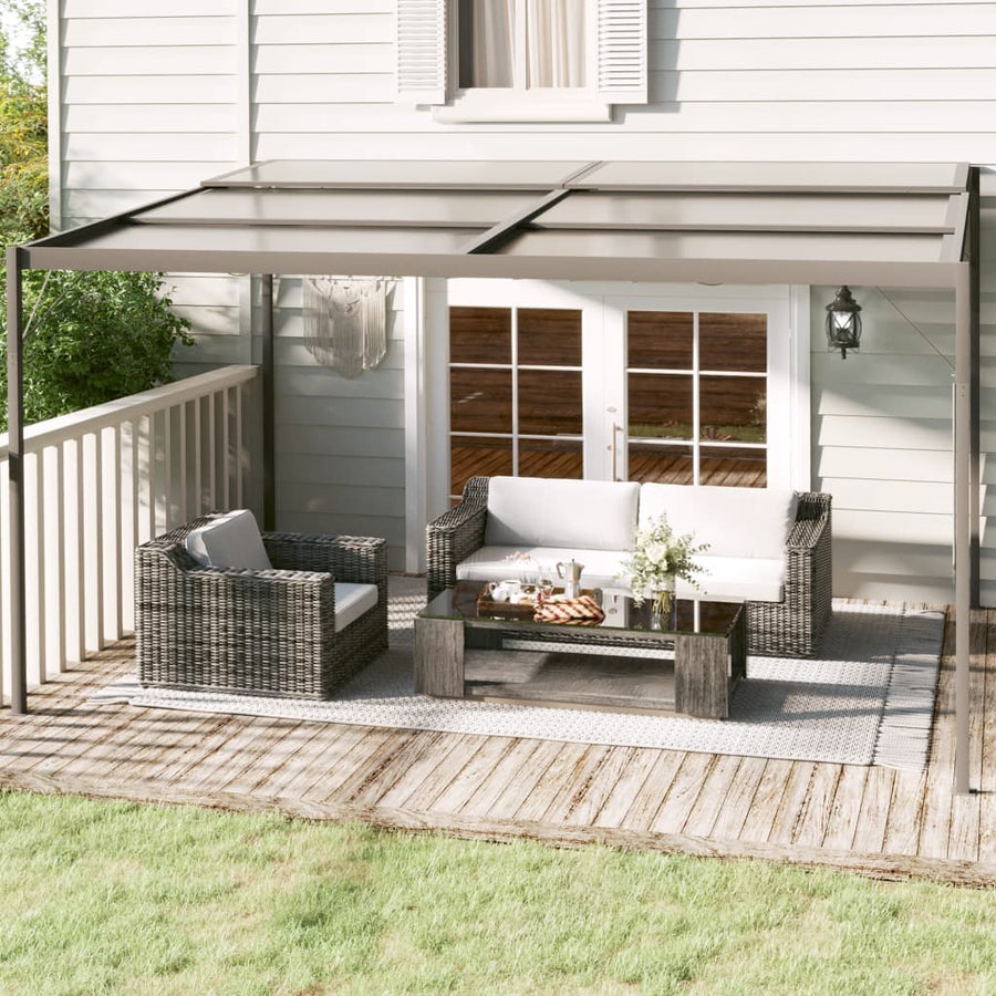 Prieel Met Dak 4X3X2,5 M Aluminium En Staal Antracietkleurig