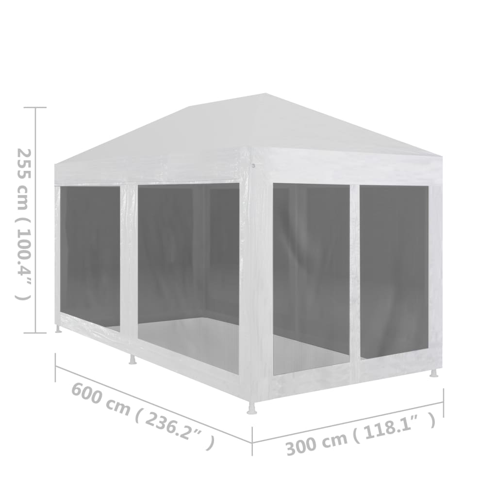 Partytent met 6 mesh zijwanden 6x3 m