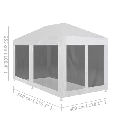 Partytent met 6 mesh zijwanden 6x3 m