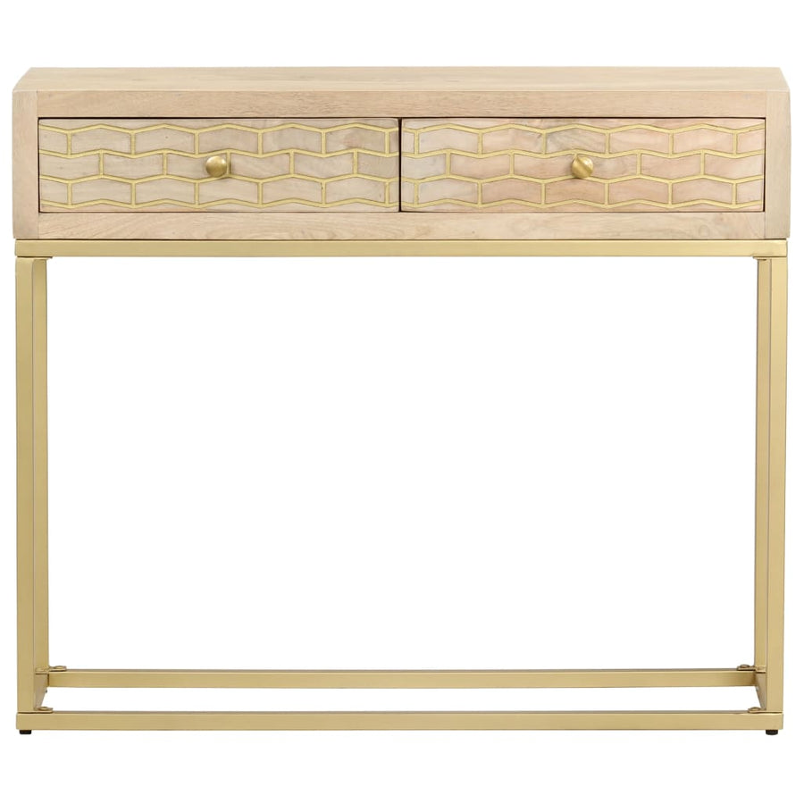 Wandtafel 90X30X75 Cm Massief Mangohout Kleurig Goud