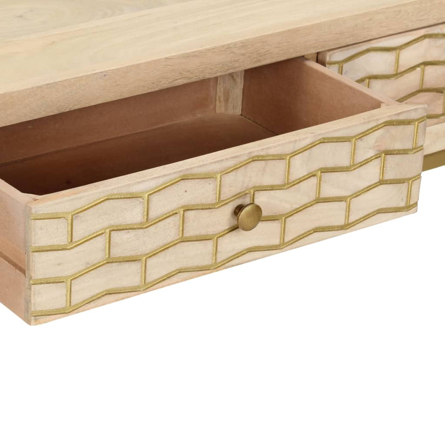Wandtafel 90X30X75 Cm Massief Mangohout Kleurig Goud